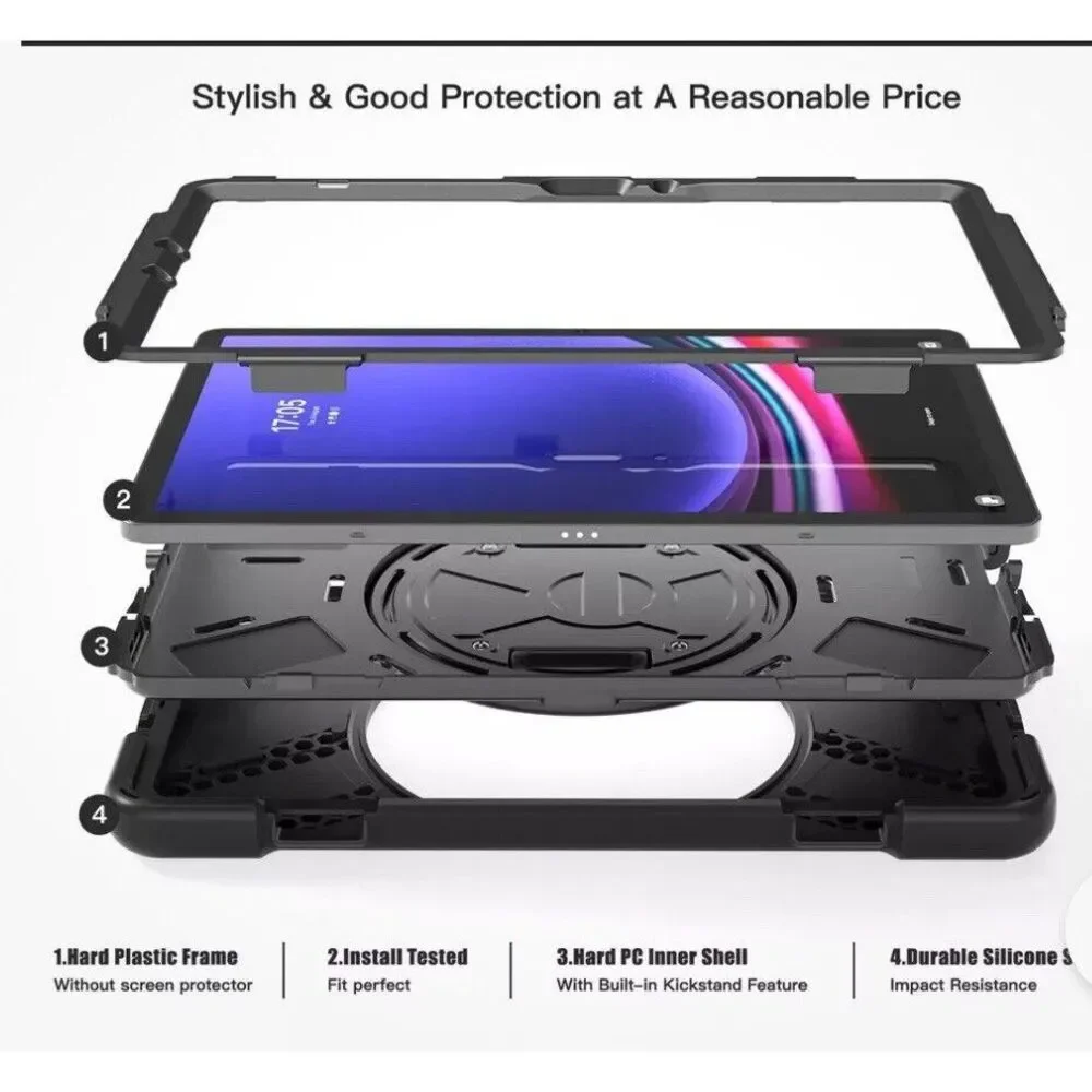 For Samsung Galaxy Tab S9 Plus 12.4 Rotating Shockproof Carry Tablet‎ Case